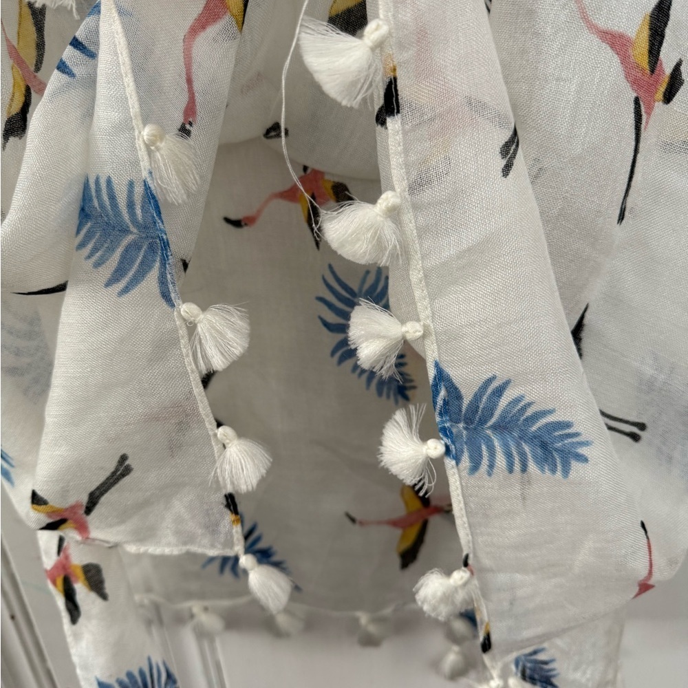 LOFT Flamingo and Leaf Print Scarf - Picture 4 of 7